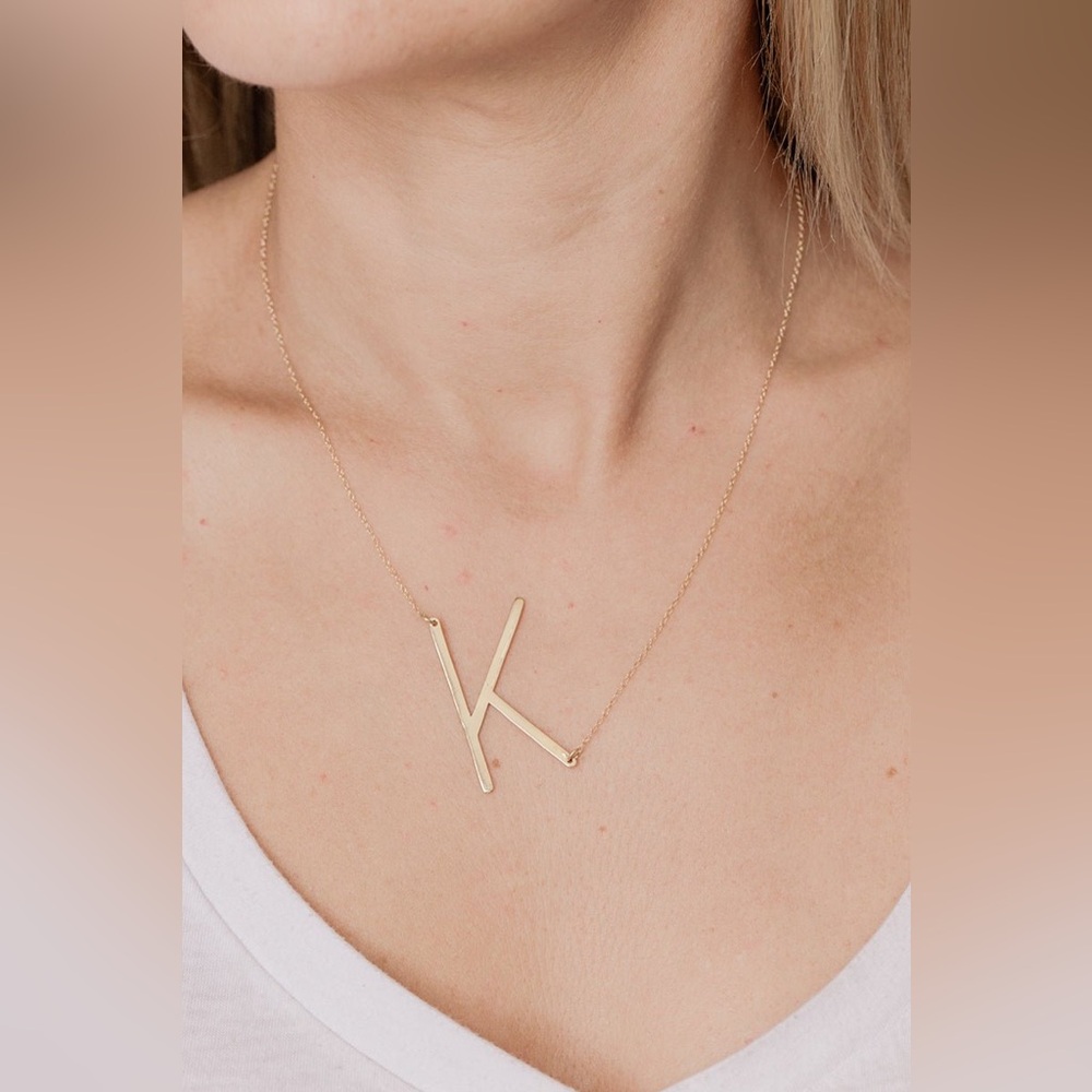 Gold Tone Initial Necklace “K”